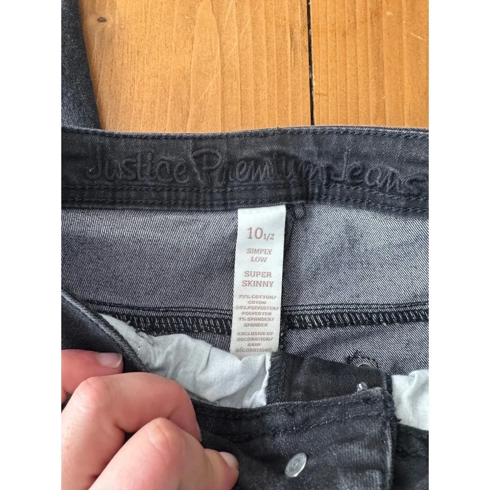 Justice Premium Jeans Girls 10.5‎ Black Simply Low Super Skinny Denim NWT